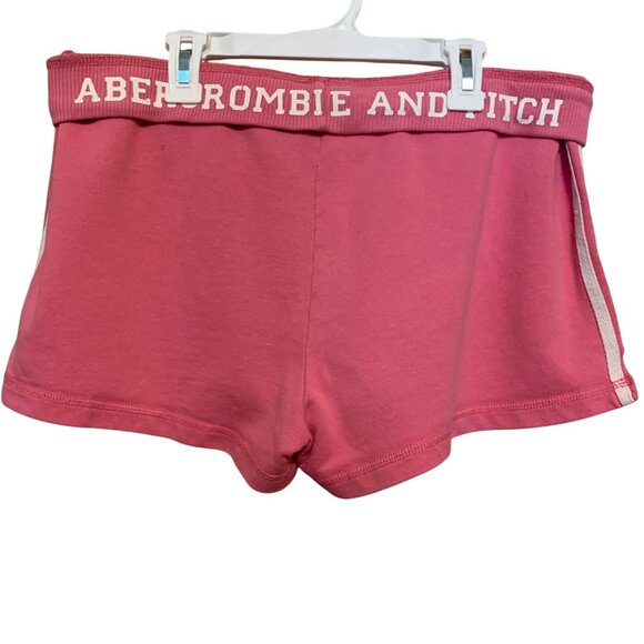 VTG Abercrombie Fitch Women's Gym Booty Shorts Pink White Trim Turn Sz Large - Picture 2 of 16